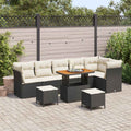 Garten-Sofa-Set mit Kissen mit Speicher 9 pcs Schwarz und Creme