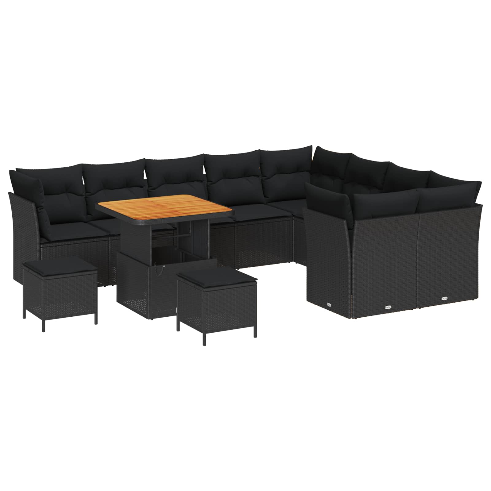 Garten-Sofa-Set mit Kissen mit Speicher 12 pcs Schwarz