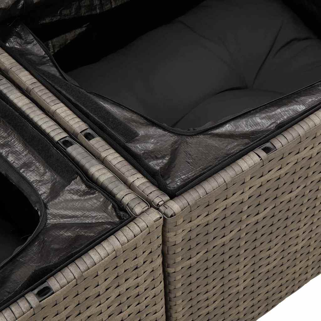 Garten-Sofa-Set mit Kissen mit Speicher 12 pcs Grau