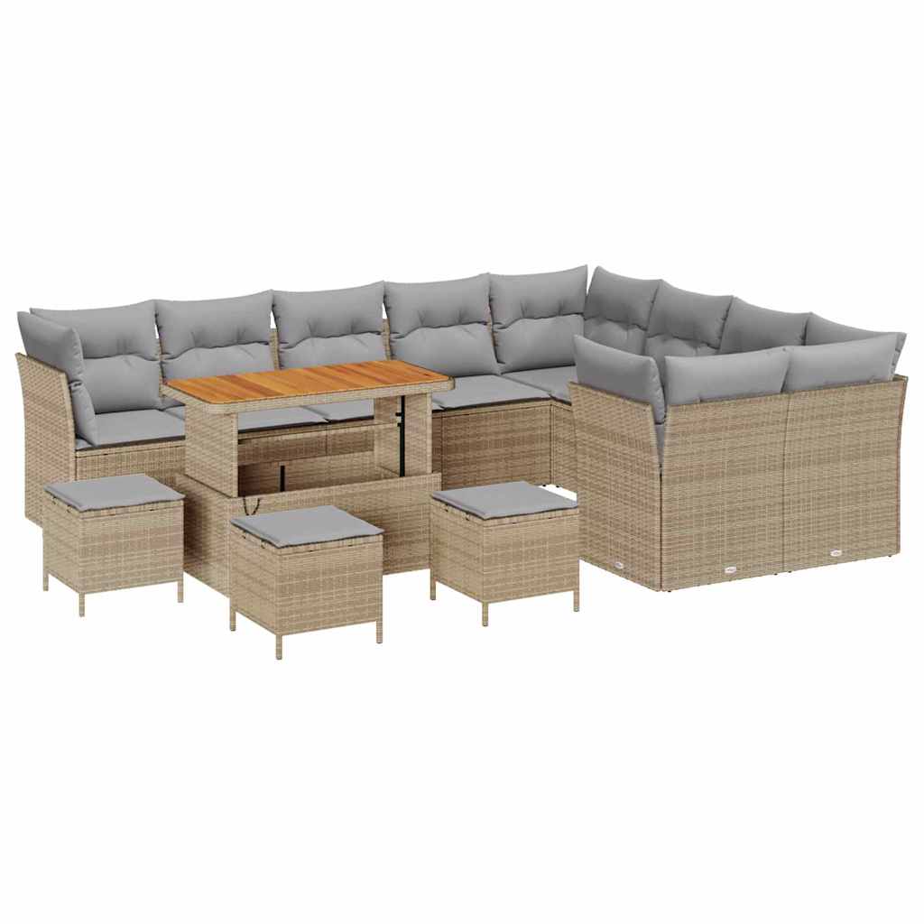 Garten-Sofa-Set mit Kissen 13 pcs Beige und Hellgrau