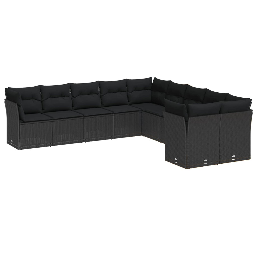 Gartensofa-set mit Kissen 13 pcs Schwarz Poly-Rattan
