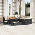 Gartensofa-set mit Kissen 13 pcs Schwarz und Creme Poly-Rattan