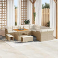 Gartensofa-set mit Kissen 13 pcs Beige und Creme Poly-Rattan