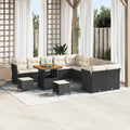 Gartensofa-set mit Kissen 13 pcs Schwarz und Creme Poly-Rattan
