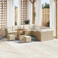 Gartensofa-set mit Kissen 13 pcs Beige und Creme Poly-Rattan