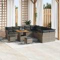 Gartensofa-set mit Kissen 13 pcs Grau Poly-Rattan