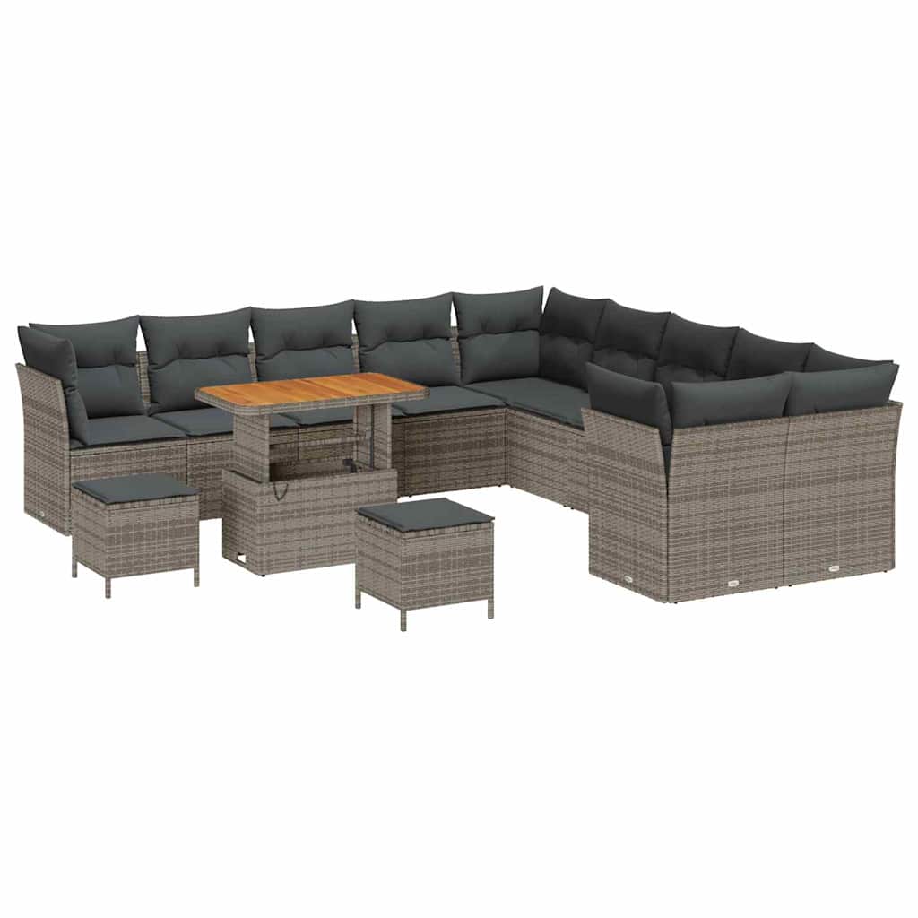 Garten-Sofa-Set mit Kissen mit Speicher 13 pcs Grau