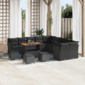 Gartensofa-set mit Kissen 14 pcs Schwarz Poly-Rattan