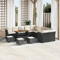 Gartensofa-set mit Kissen 14 pcs Schwarz und Creme Poly-Rattan