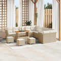 Gartensofa-set mit Kissen 14 pcs Beige und Creme Poly-Rattan