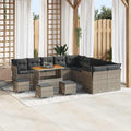 Gartensofa-set mit Kissen 14 pcs Grau Poly-Rattan
