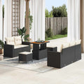 Gartensofa-set mit Kissen 8 pcs Schwarz und Creme Poly-Rattan
