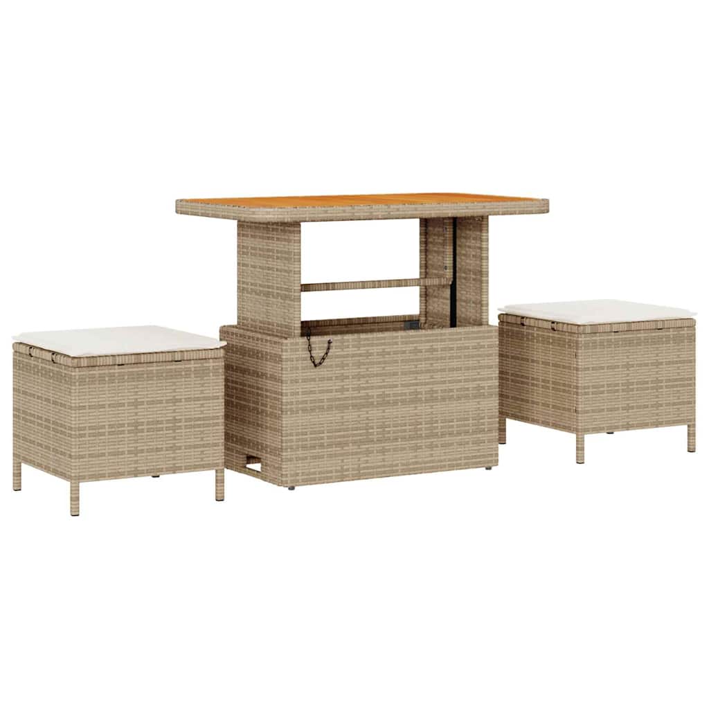 Gartensofa-set mit Kissen 8 pcs Beige und Creme Poly-Rattan