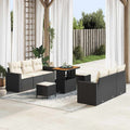Garten-Sofa-Set mit Kissen mit Speicher 9 pcs Schwarz und Creme