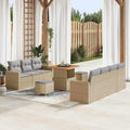 Garten-Sofa-Set mit Kissen 10 pcs Beige und Hellgrau