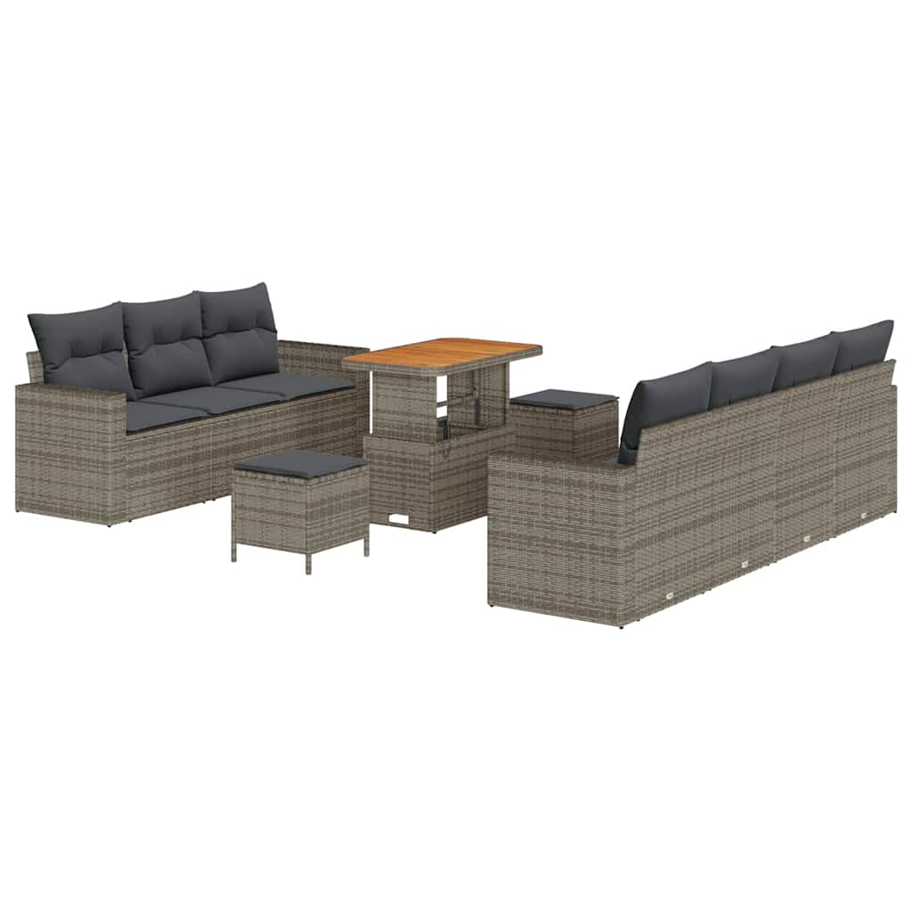 Garten-Sofa-Set mit Kissen mit Speicher 10 pcs Grau