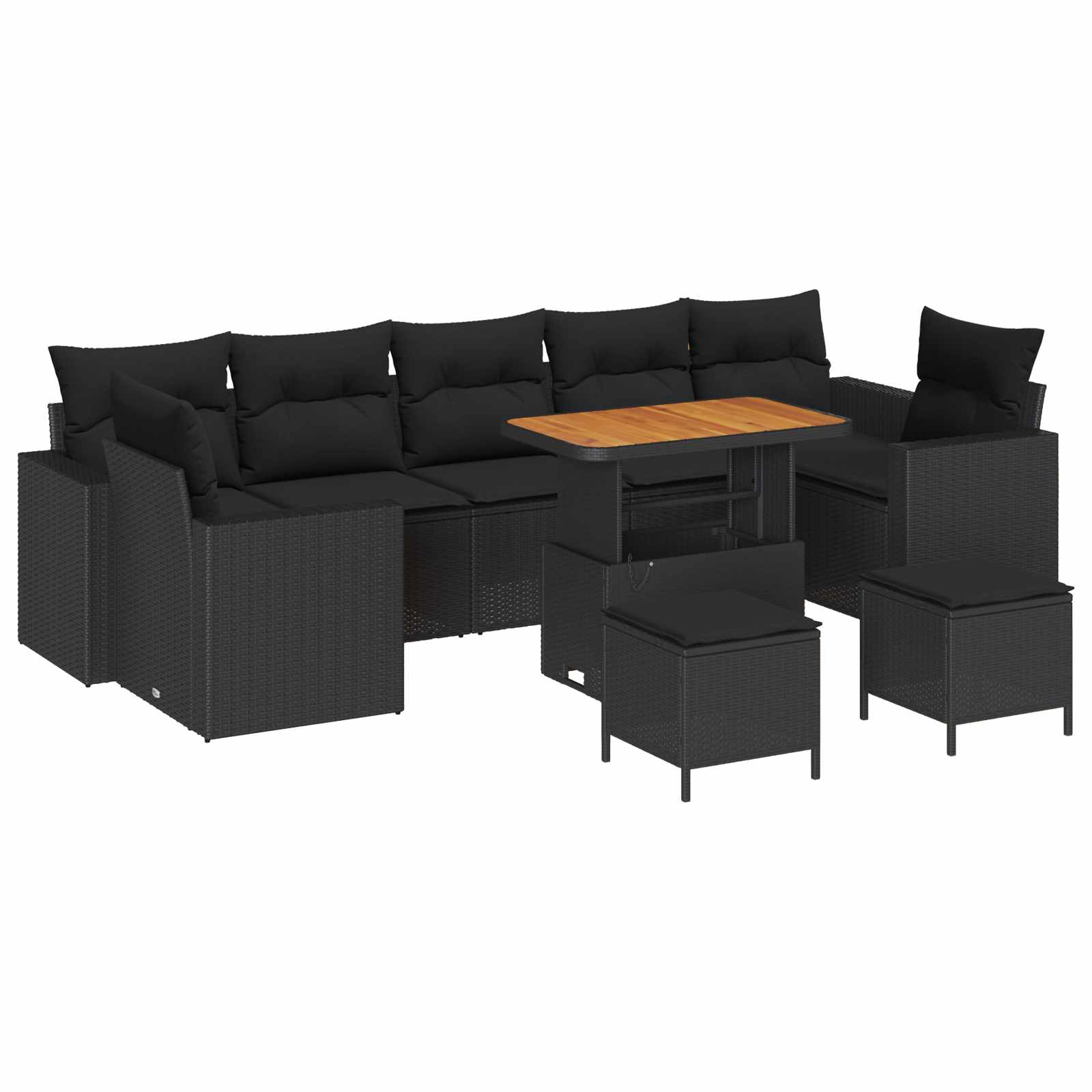 Gartensofa-set mit Kissen 13 pcs Schwarz Poly-Rattan