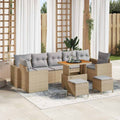 Gartensofa-set mit Kissen 10 pcs Beige und Hellgrau Poly-Rattan