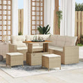Gartensofa-set mit Kissen 9 pcs Beige und Creme Poly-Rattan