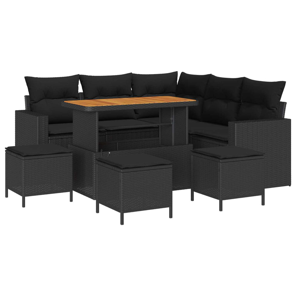 Gartensofa-set mit Kissen 10 pcs Schwarz Poly-Rattan