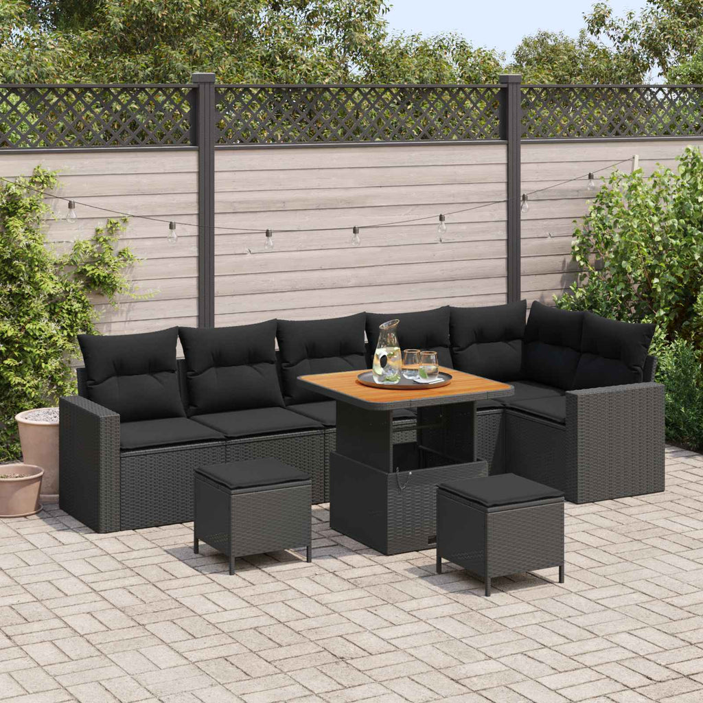 Gartensofa-set mit Kissen 11 pcs Schwarz Poly-Rattan