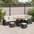 Gartensofa-set mit Kissen 11 pcs Schwarz und Creme Poly-Rattan