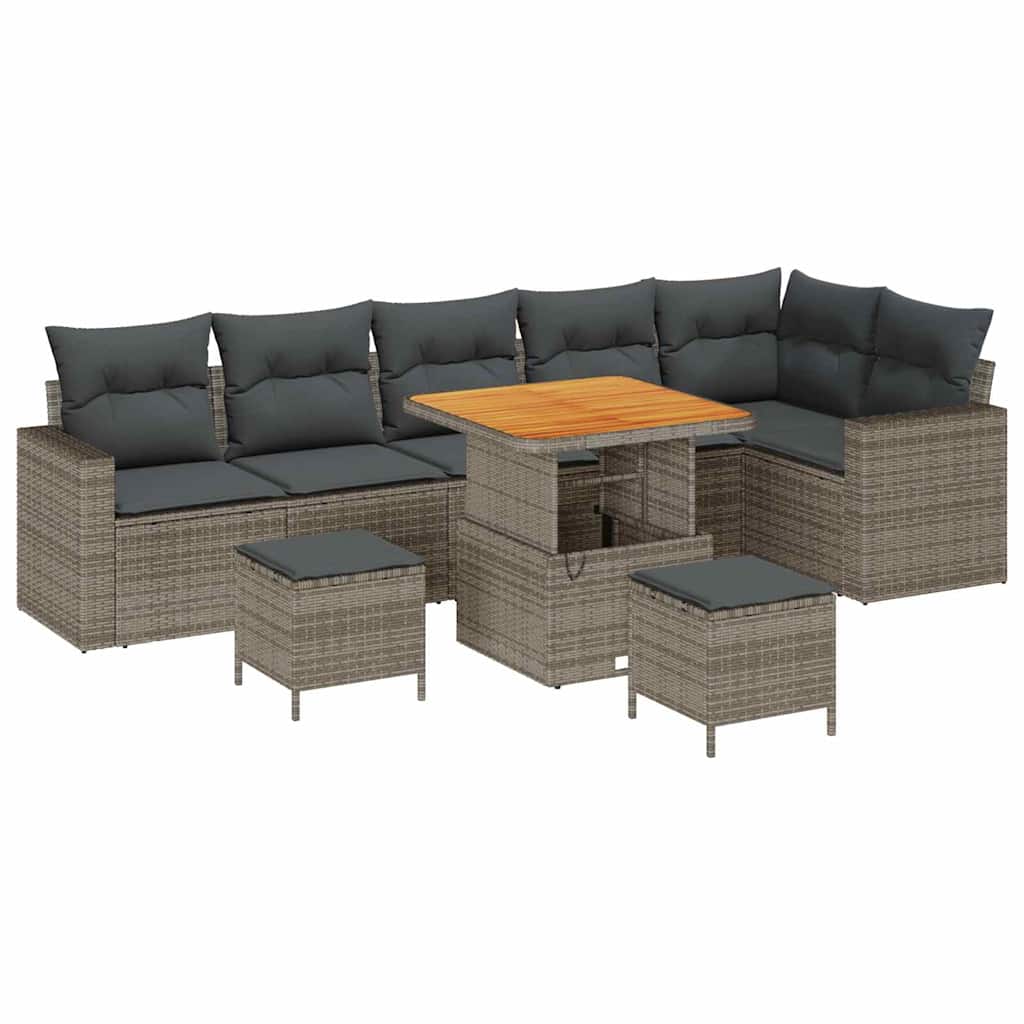 Gartensofa-set mit Kissen 11 pcs Grau Poly-Rattan