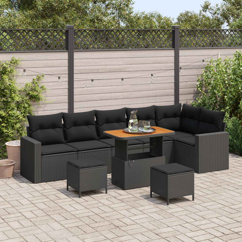 Gartensofa-set mit Kissen 11 pcs Schwarz Poly-Rattan