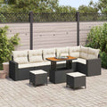 Gartensofa-set mit Kissen 11 pcs Schwarz und Creme Poly-Rattan