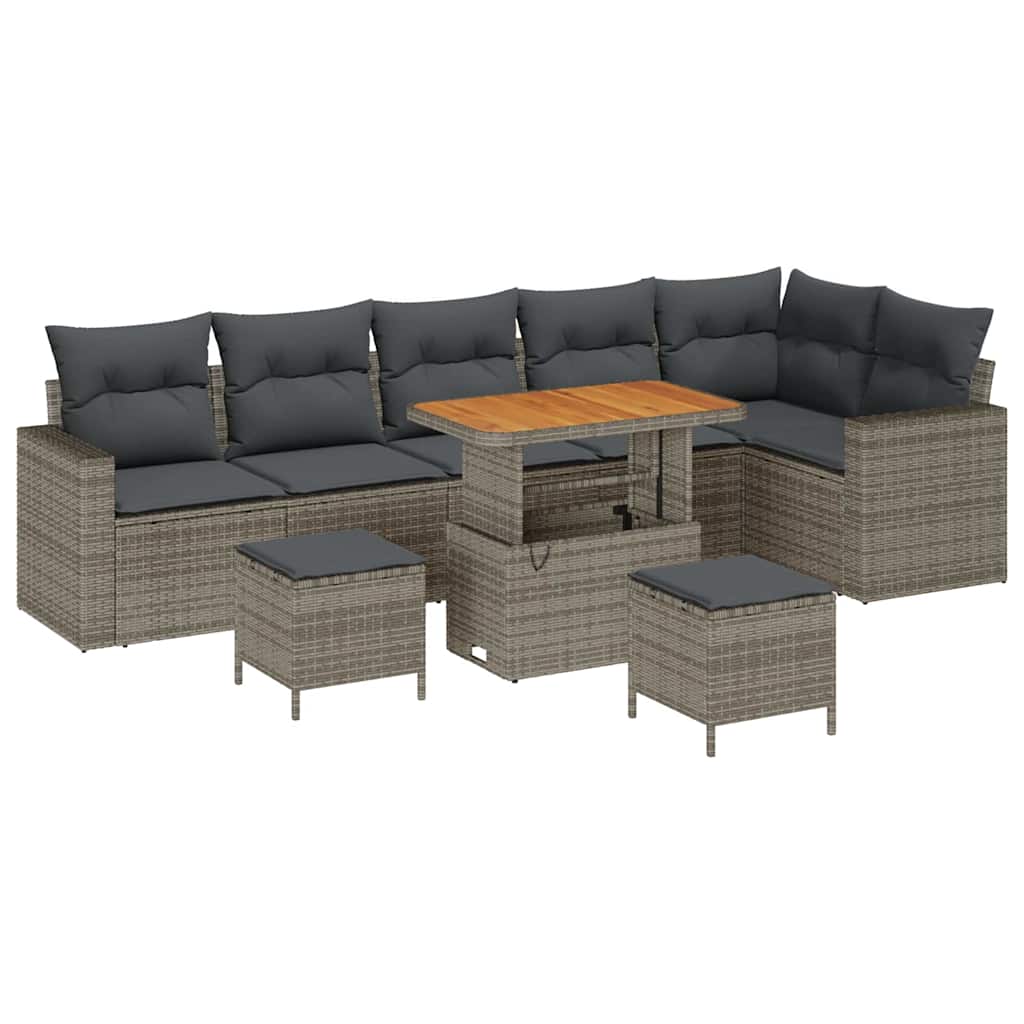 Gartensofa-set mit Kissen 11 pcs Grau Poly-Rattan