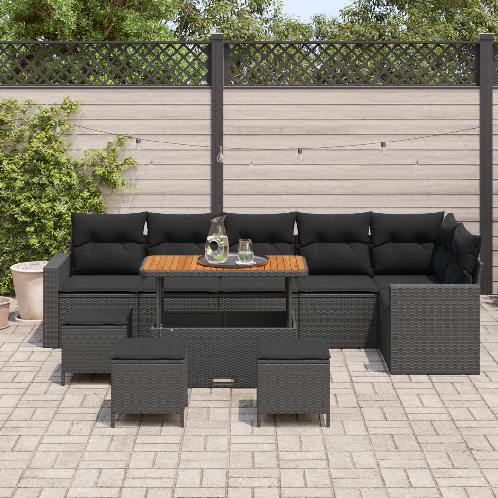 Gartensofa-set mit Kissen 12 pcs Schwarz Poly-Rattan