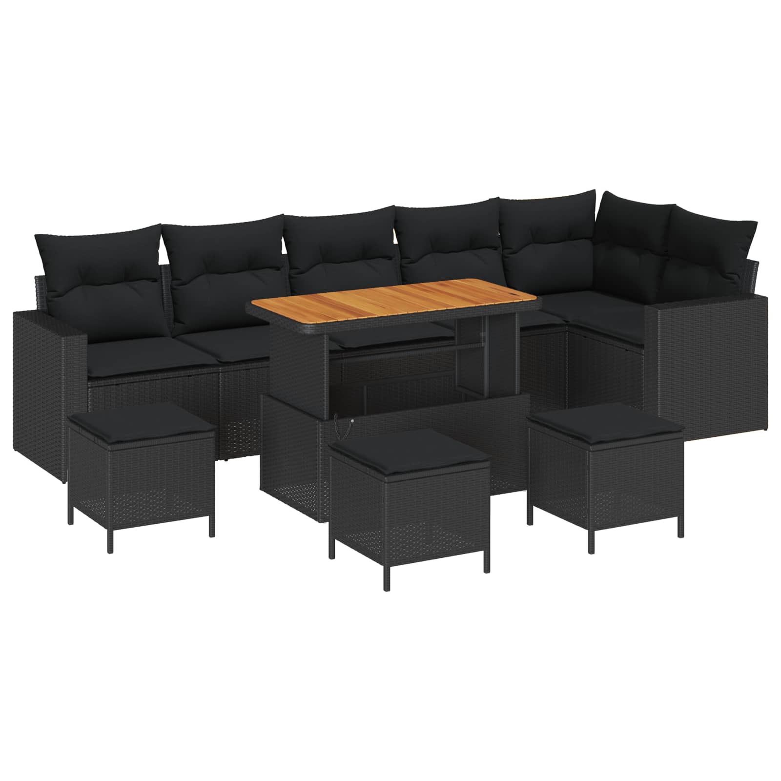 Gartensofa-set mit Kissen 12 pcs Schwarz Poly-Rattan