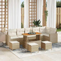 Gartensofa-set mit Kissen 12 pcs Beige und Creme Poly-Rattan