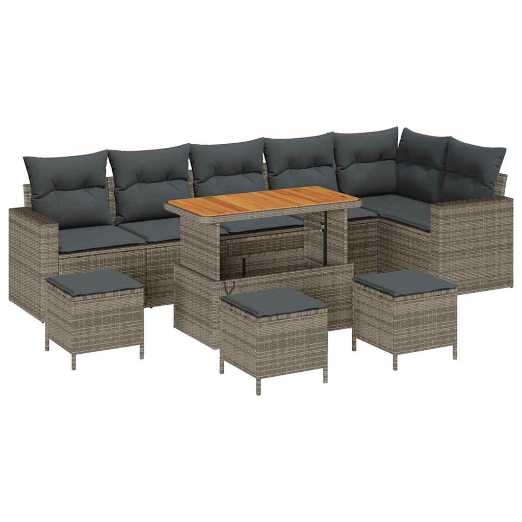Gartensofa-set mit Kissen 12 pcs Grau Poly-Rattan