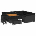 Gartensofa-set mit Kissen 13 pcs Schwarz Poly-Rattan
