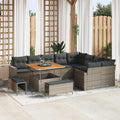 Gartensofa-set mit Kissen 13 pcs Grau Poly-Rattan