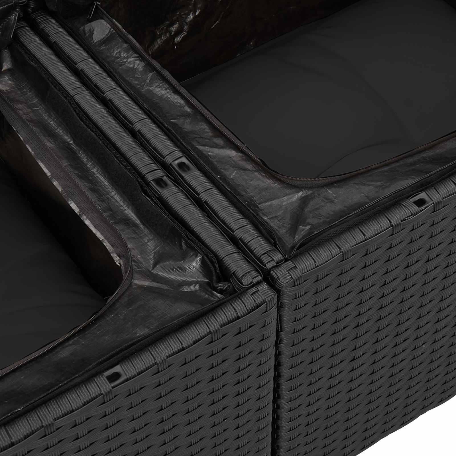 Gartensofa-set mit Kissen 13 pcs Schwarz Poly-Rattan