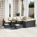 Gartensofa-set mit Kissen 13 pcs Schwarz und Creme Poly-Rattan