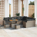 Gartensofa-set mit Kissen 13 pcs Grau Poly-Rattan