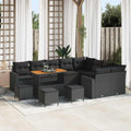 Gartensofa-set mit Kissen 14 pcs Schwarz Poly-Rattan