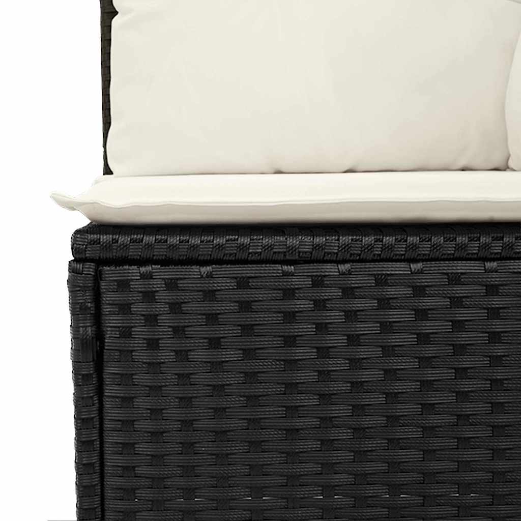 Gartensofa-set mit Kissen 17 pcs Schwarz und Creme Poly-Rattan
