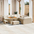 Gartensofa-set mit Kissen 17 pcs Beige und Creme Poly-Rattan