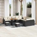 Gartensofa-set mit Kissen 17 pcs Schwarz und Creme Poly-Rattan