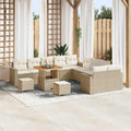 Gartensofa-set mit Kissen 17 pcs Beige und Creme Poly-Rattan