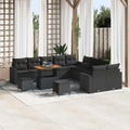 Gartensofa-set mit Kissen 17 pcs Schwarz Poly-Rattan