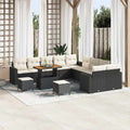 Gartensofa-set mit Kissen 17 pcs Schwarz und Creme Poly-Rattan