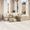 Gartensofa-set mit Kissen 17 pcs Beige und Creme Poly-Rattan