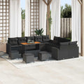Gartensofa-set mit Kissen 18 pcs Schwarz Poly-Rattan