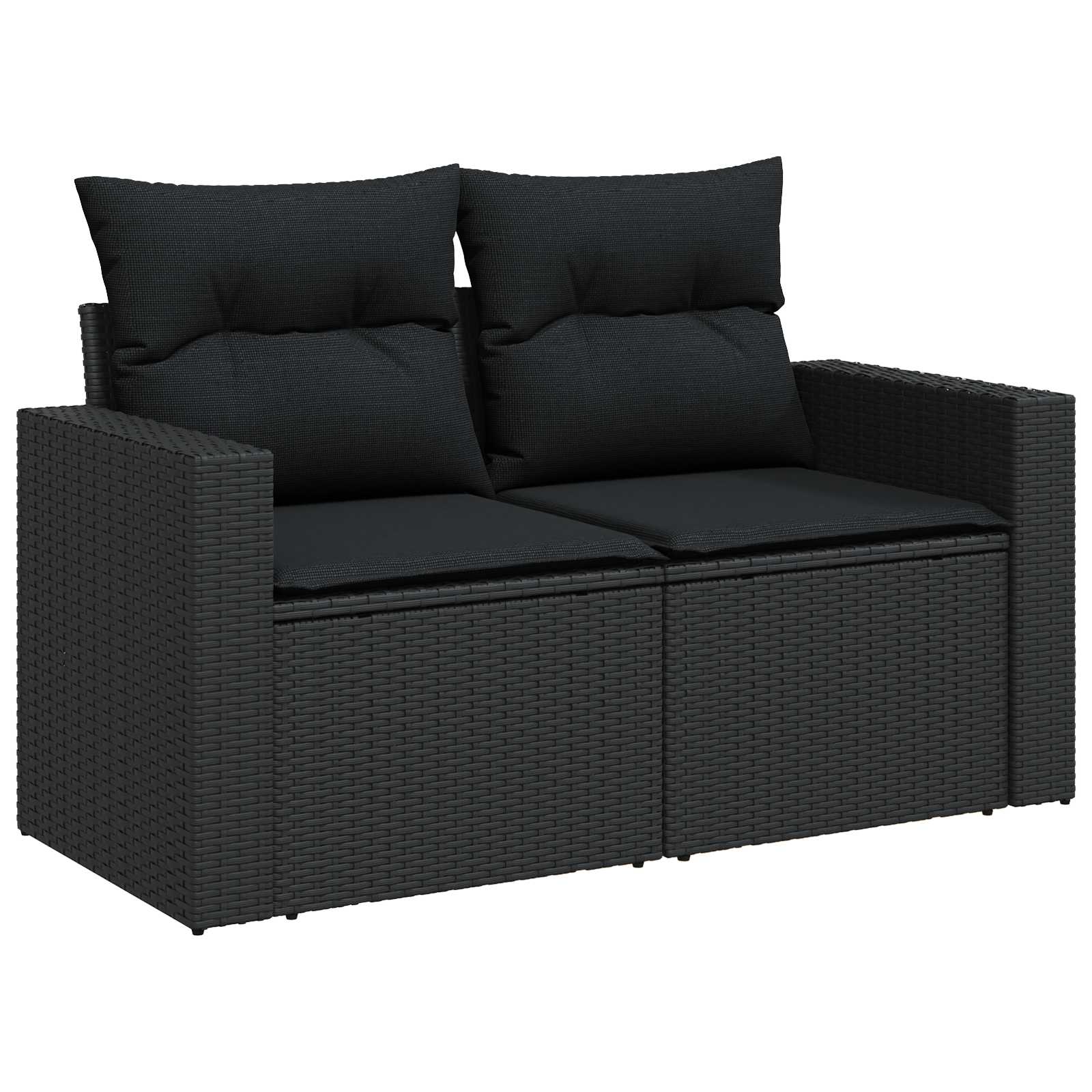 Gartensofa-set mit Kissen 18 pcs Schwarz Poly-Rattan