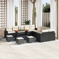 Gartensofa-set mit Kissen 18 pcs Schwarz und Creme Poly-Rattan